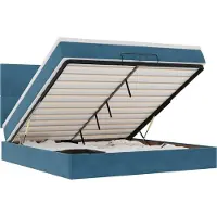 Syfax Cama otomana con colchones y luces LED azul oscuro 200x200 cm