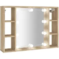 Syfax Mueble con espejo y luces LED roble Sonoma 76x15x55 cm