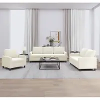 Syfax Juego de sofás con cojines 3 piezas terciopelo crema