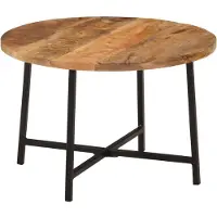 Syfax Mesa de centro hierro y madera maciza de mango 54x54x35 cm