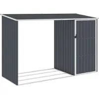 Syfax Cobertizo jardín leña antracita acero galvanizado 245x98x159cm