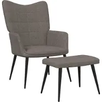 Syfax Sillón reclinable con reposapiés, color taupe, tapizado en tela