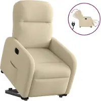 Syfax Sillón eléctrico reclinable elevable de tela color crema