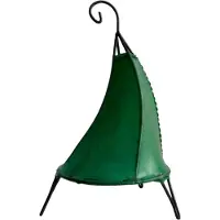 SIMANDRA Lámpara oriental, lámpara de henna, lámpara de cuero marroquí, lámpara de mesa, lámpara de pie. Diseño "Henna Tissir", color único, 35-38 cm, verde