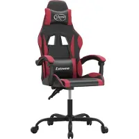 Syfax Silla gaming cuero sintético negro y rojo vino tinto