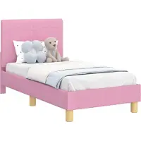 Syfax Estructura de cama para niños pequeños con cabecera Rosa tela
