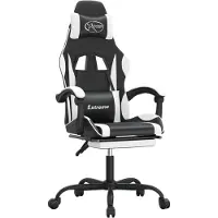 Syfax Silla gaming giratoria reposapiés cuero sintético negro blanco