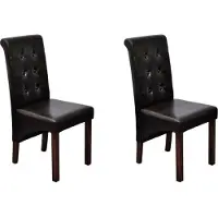 Syfax Sillas de comedor 2 unidades cuero sintético marrón