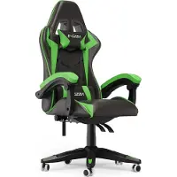 Bigzzia Silla de juego ergonómica: con soporte lumbar y reposacabezas, altura ajustable, color y verde