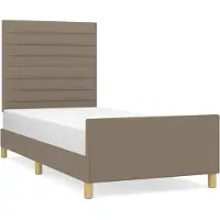 Syfax Estructura de cama sin colchón tela gris taupe 80x200 cm