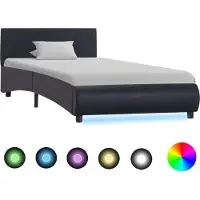 Syfax Estructura cama LED sin colchón cuero sintético negro 90x200 cm