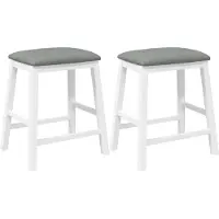 Syfax Sillas de bar con cojines 2 uds madera maciza blanca caucho