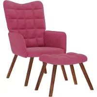 Syfax Sillón de relax con reposapiés terciopelo rojo tinto