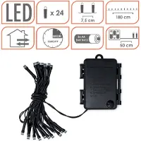 Spetebo Guirnalda de luces LED para exteriores, blanco frío, de 1,8 metros / 24 LEDs, ideal para decoración navideña, de invierno y jardines. Incluye temporizador y funciona con pilas