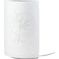 Gilde Tischleuchte, "Namaste", Lebensbaummotiv, Lotusmotiv, Yogamotiv, Porzellan, weiß, VE 1, L. 10 cm, B. 17 cm, H. 20 cm Höhe: 20.00 cm Breite: 17.00 cm Tiefe: 10.00cm 32777