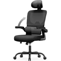 Bigzzia Silla de oficina ergonómica: silla de oficina con reposacabezas ajustable, reposabrazos, soporte lumbar elástico y altura ajustable