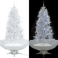 Syfax Árbol de Navidad con nieve con base en paraguas blanco 190 cm