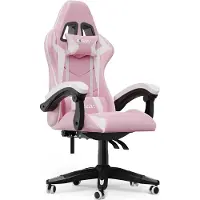 Bigzzia Silla de juego ergonómica, con soporte lumbar y reposacabezas. Altura ajustable. Acabado en pintura electrostática
