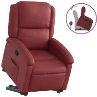 Sonstiges Sillón reclinable elevable cuero artificial rojo tinto