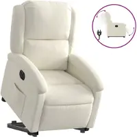Syfax Sillón eléctrico reclinable elevable de terciopelo crema