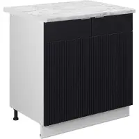 Vicco Mueble bajo de cocina Fame-Line Rayas negras/Blanco 80 cm encimera Mármol, Model 50743