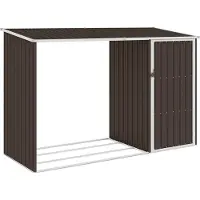 Syfax Cobertizo de jardín leña marrón acero galvanizado 245x98x159cm