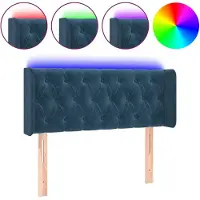Syfax Cabecero con LED de terciopelo azul oscuro 93x16x78/88 cm