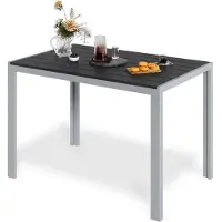 StarTech.com Mesa de jardín de aluminio para exteriores - mesa rectangular de comedor de 110x70x73 cm - resistente a la intemperie - superficie de la mesa con listones de 9,5x7 cm - para 6 personas - color gris