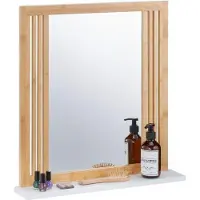 Northio Espejo de baño de bambú con estante