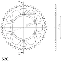 Supersprox Corona Trasera Aluminium Kawasaki 520x51 Ral460x51blk