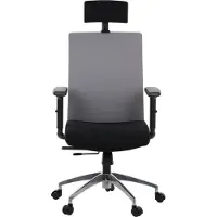 Stema Silla de oficina giratoria ergonómica RIVERTON F/H/AL, reposabrazos ajustables, reposacabezas, base de aluminio, asiento deslizante (hacia adelante y hacia atrás), gris