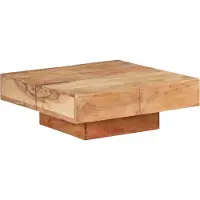 Syfax Mesa de centro de madera maciza de acacia 80x80x28 cm