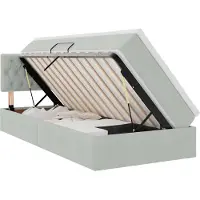 vidaXL Cama con almacenamiento y cabecero, color gris claro, 100 x 200 cm, tapizada en terciopelo