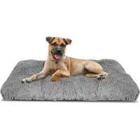 AIO Factory Cama para perros, resistente, suave, mullida, cojín de 100x70 cm, color gris claro