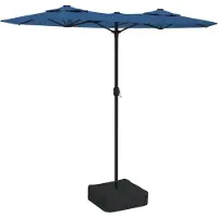Syfax Sombrilla doble de jardín con luces LED azul 316x145 cm