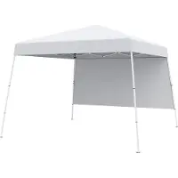 Costway , Pabellón pop-up de 3x3 metros, toldo con una pared lateral, mochila portátil y 4 anclajes para el suelo, tienda de jardín impermeable, protección solar, tienda para fiestas, color blanco