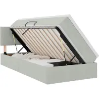 Syfax Cama de almacenamiento LED con colchón Gris Claro 90 x 200 cm