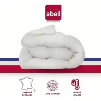 Abeil Funda de edredón antiácaros, 220 x 240 cm, cálida, 400 g/m², para 2 personas, blanca, de algodón