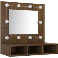 Syfax Mueble con espejo y LED marrón roble 60x31,5x62 cm