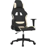 Syfax Silla gaming de masaje de tela negro y crema