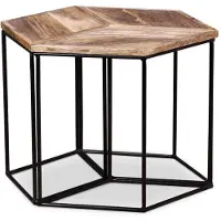 Syfax Mesa de centro de madera maciza de mango 56x48x40 cm