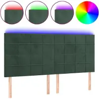 Syfax Cabecero con luces LED terciopelo verde oscuro 160x5x118/128 cm