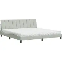 Syfax Cama con colchón Hanko terciopelo gris claro 200x200 cm