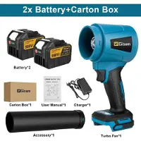 StarTech.com Soplador de hojas y aire a batería - Turbosoplador sin escobillas - Set de 2 baterías - Alta presión 400 m/s - 3000 W - Naranja