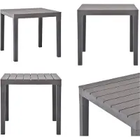 vidaXL Mesa de jardín color café, 78 x 78 x 72 cm, plástico - Mesa de jardín - Mesas de jardín - Mesa de comedor - Mesas de comedor