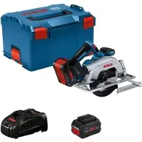 Bosch Sierra circular Professional GKS 18V-57-2, 2 baterías de 5.5Ah, cargador GAL1880 CV, L-BOXX