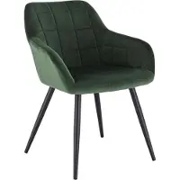 Merkloos Silla de comedor verde – Sillón de terciopelo – Con reposabrazos – Estructura de metal – Silla tapizada y cómoda – Ideal para salón y cocina – 1 unidad