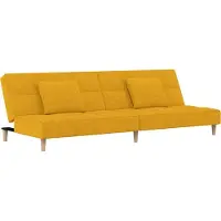 Syfax Sofá cama de 2 plazas con dos almohadas tela color amarillo