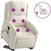 Syfax Sillón reclinable de masaje eléctrico elevable terciopelo crema