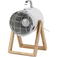 Ed Brubaker Lámpara de mesa , diseño industrial, hasta 42 cm de altura, base de madera, foco de metal blanco
